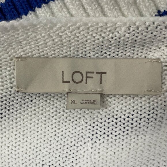 Loft Womens Striped White and Blue Sweater With Red Sailboat Size M - New - Picture 7 of 10